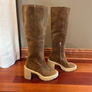 Dolce Vita Corry H2O Brown Suede Platform Knee High Boots, Size 8.5 / 9